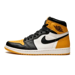 Jordan 1 Retro High OG Yellow Toe Taxi, Air Jordan 1 Taxi, Retro High sneakers, yellow and black Jordans, basketball shoes, Nike Air Jordan, stylish high tops, Jordan 1 OG, sneaker collection, limited edition Jordans, urban fashion sneakers, yellow toe footwear, retro sneaker design, Jordan brand shoes, premium leather sneakers, athletic lifestyle shoes, iconic Jordans, streetwear style, comfortable high tops, collector's edition Jordans.