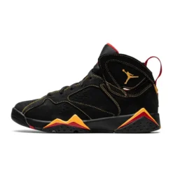 Jordan 7 Retro Citrus (2006) (GS), Air Jordan 7 Citrus, grade school sneakers, black and orange Jordans, stylish high tops, Nike Air Jordan, classic design, limited edition Jordans, kids' sneaker collection, urban fashion sneakers, Citrus colorway, retro sneaker design, Jordan brand shoes, premium materials, iconic Jordans, comfortable fit, streetwear style, collector's edition Jordans, vibrant accents, performance footwear.